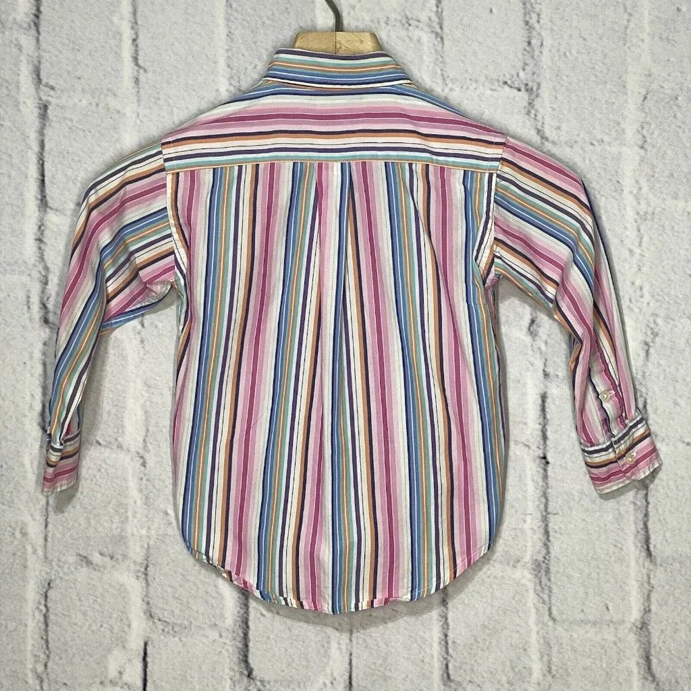 Ralph Lauren Youth Boys‎ Size 4 Long Sleeve Multicolor Button Down Oxford Shirt